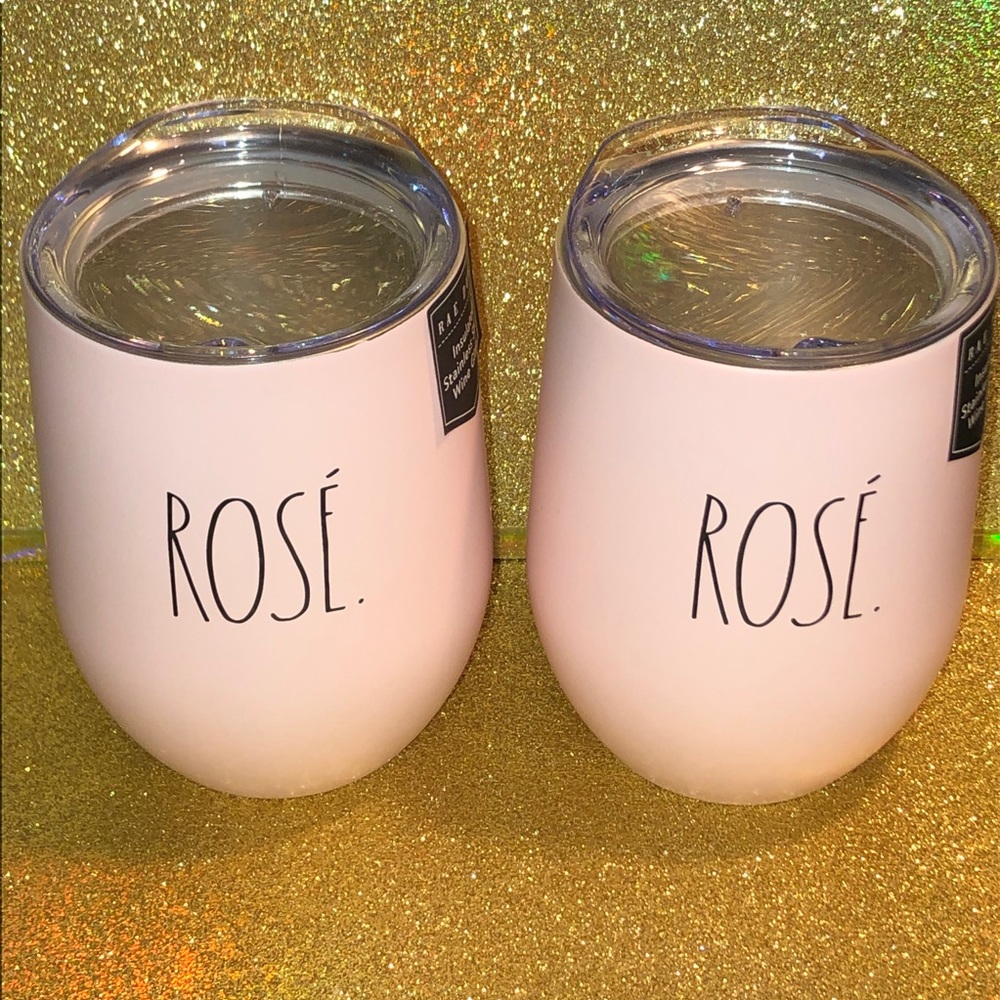 NEW!! Rae Dunn ROSÉ insulated stainless steel wine tumbler SET - 2 count - Picture 2 of 5